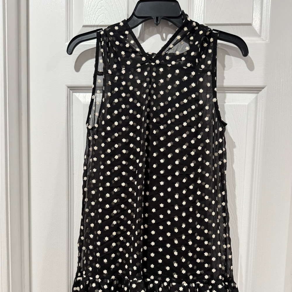 Lulu's Black Dress with Cream Floral Embroidery